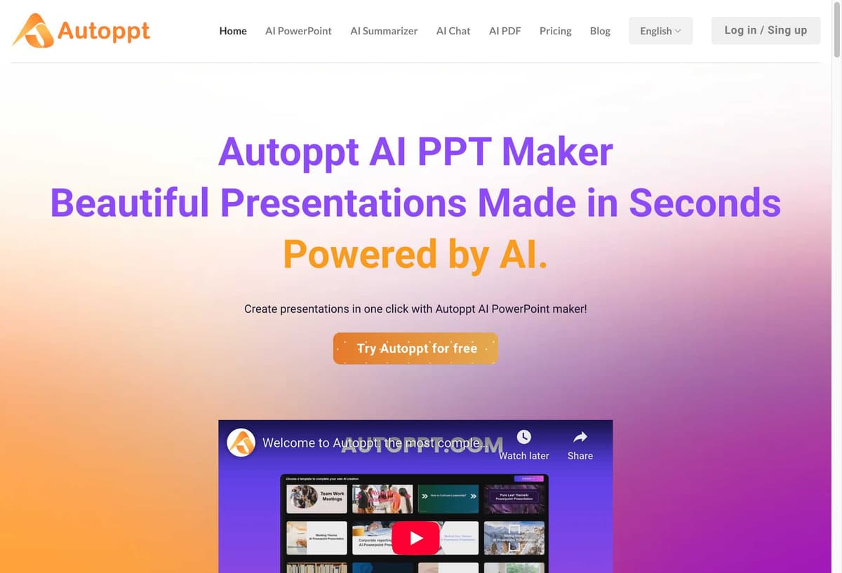 AutoPPT Homepage Interface