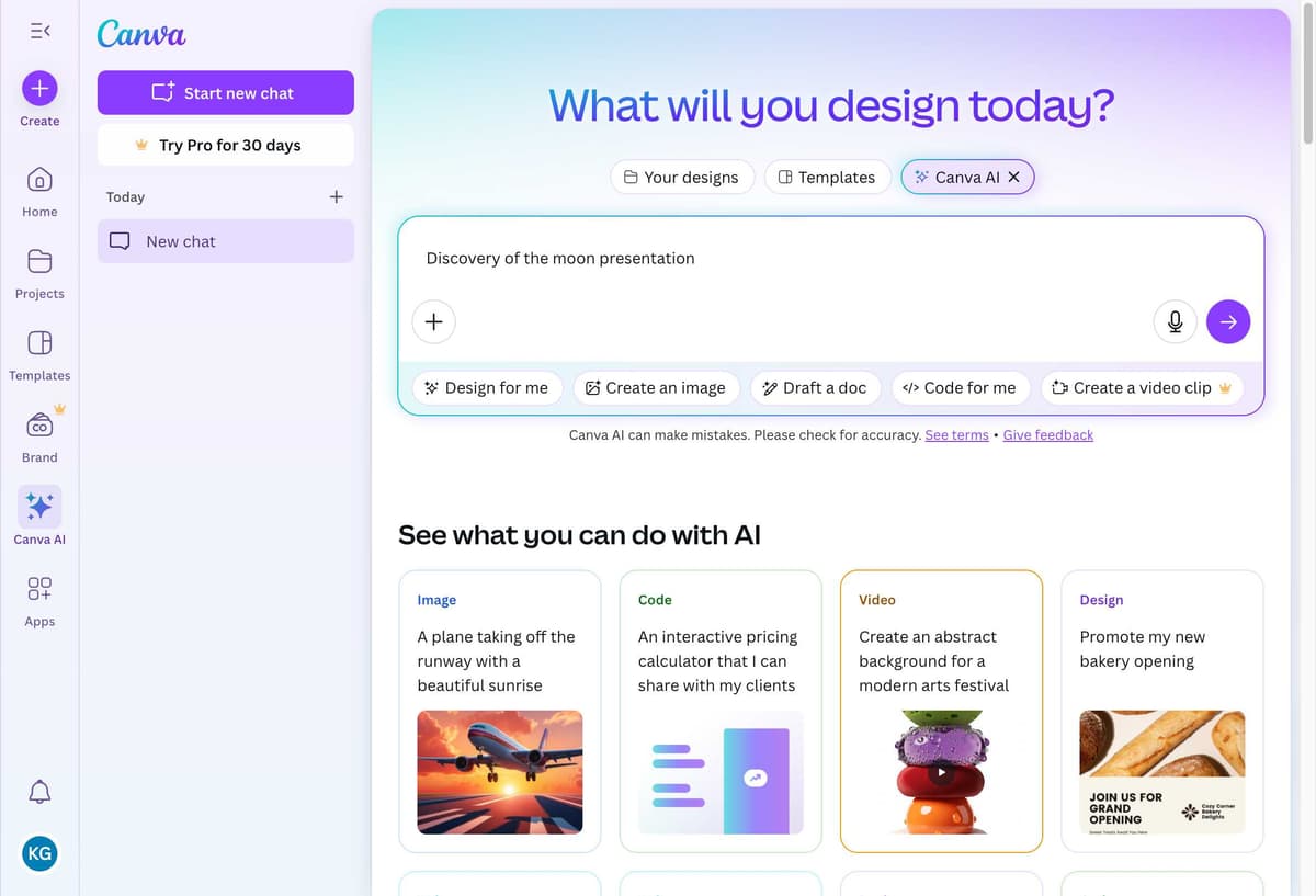 Canva AI Prompt Input