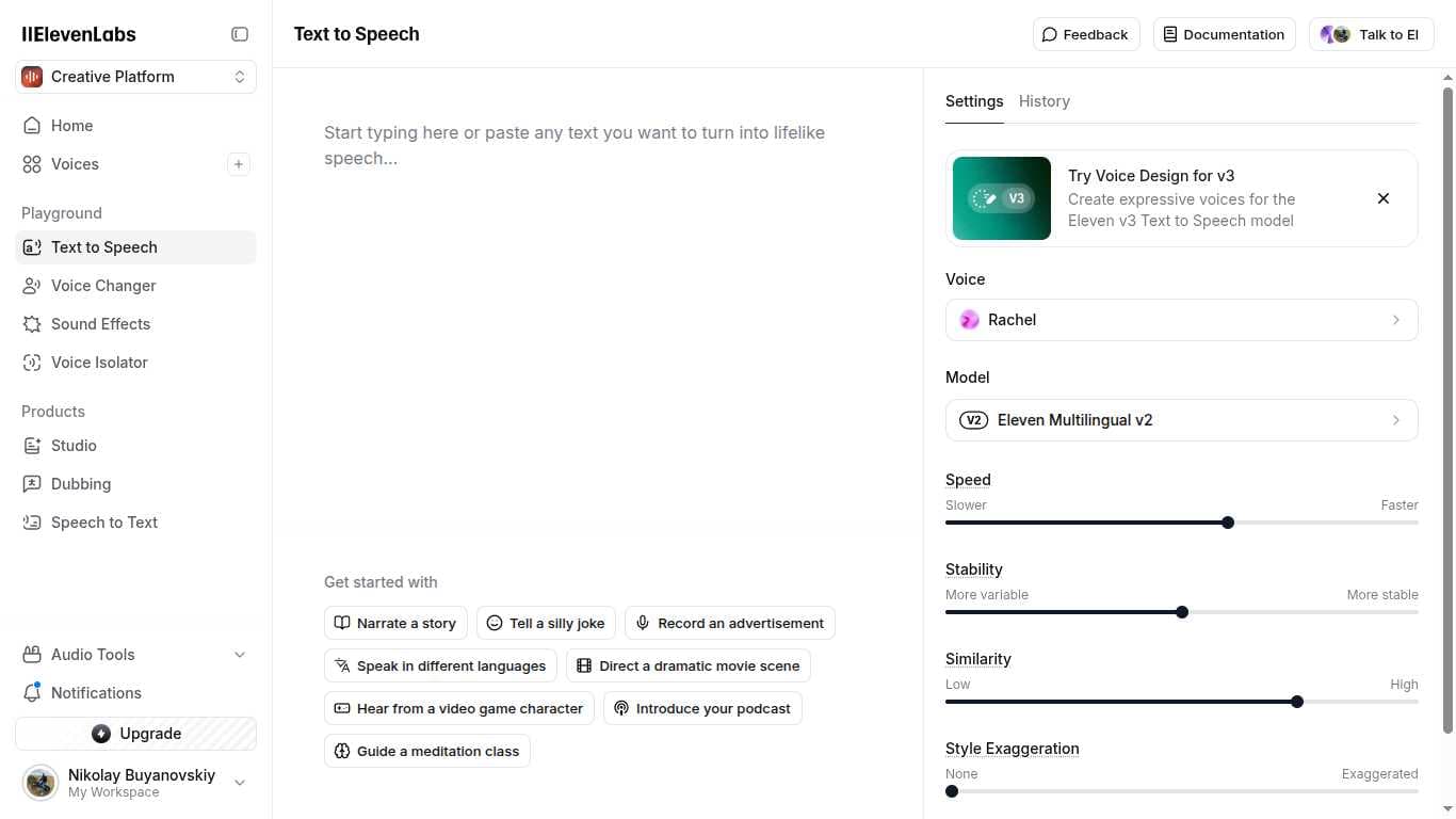 ElevenLabs Text-to-Speech Interface