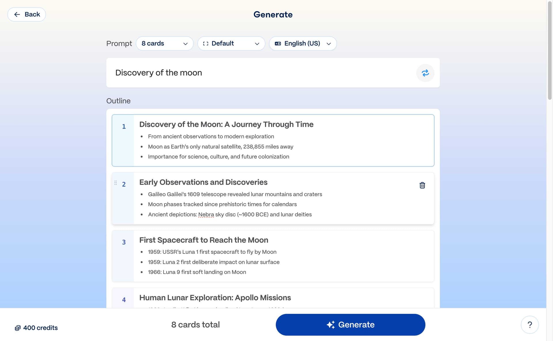 Gamma generated presentation outline