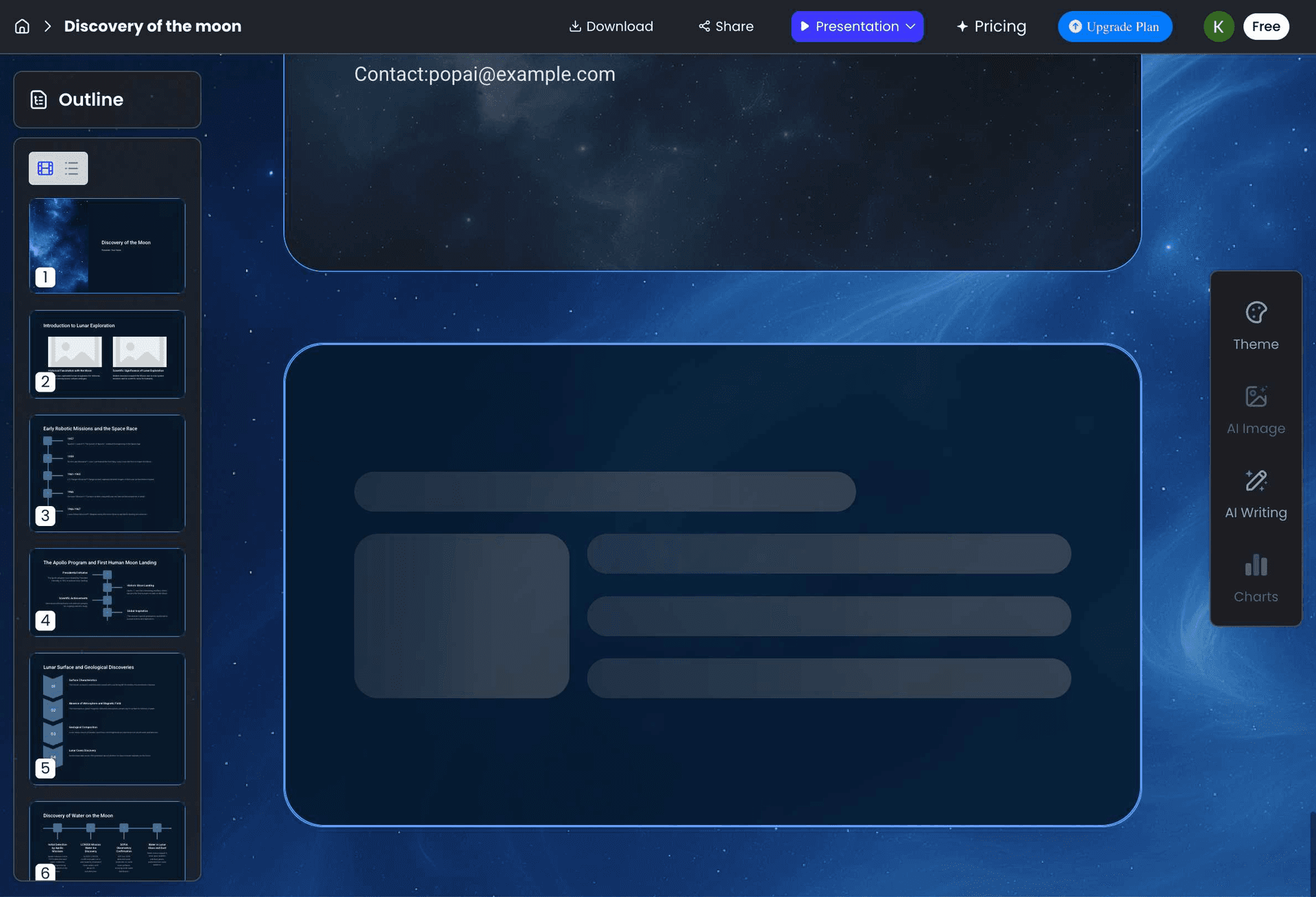 PopAI completed presentation with Nebula theme