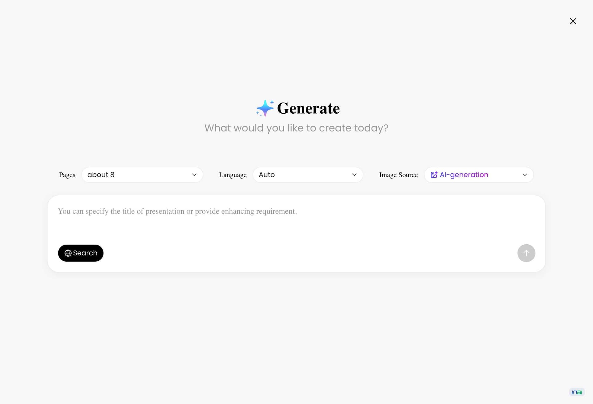 PopAI presentation generation interface