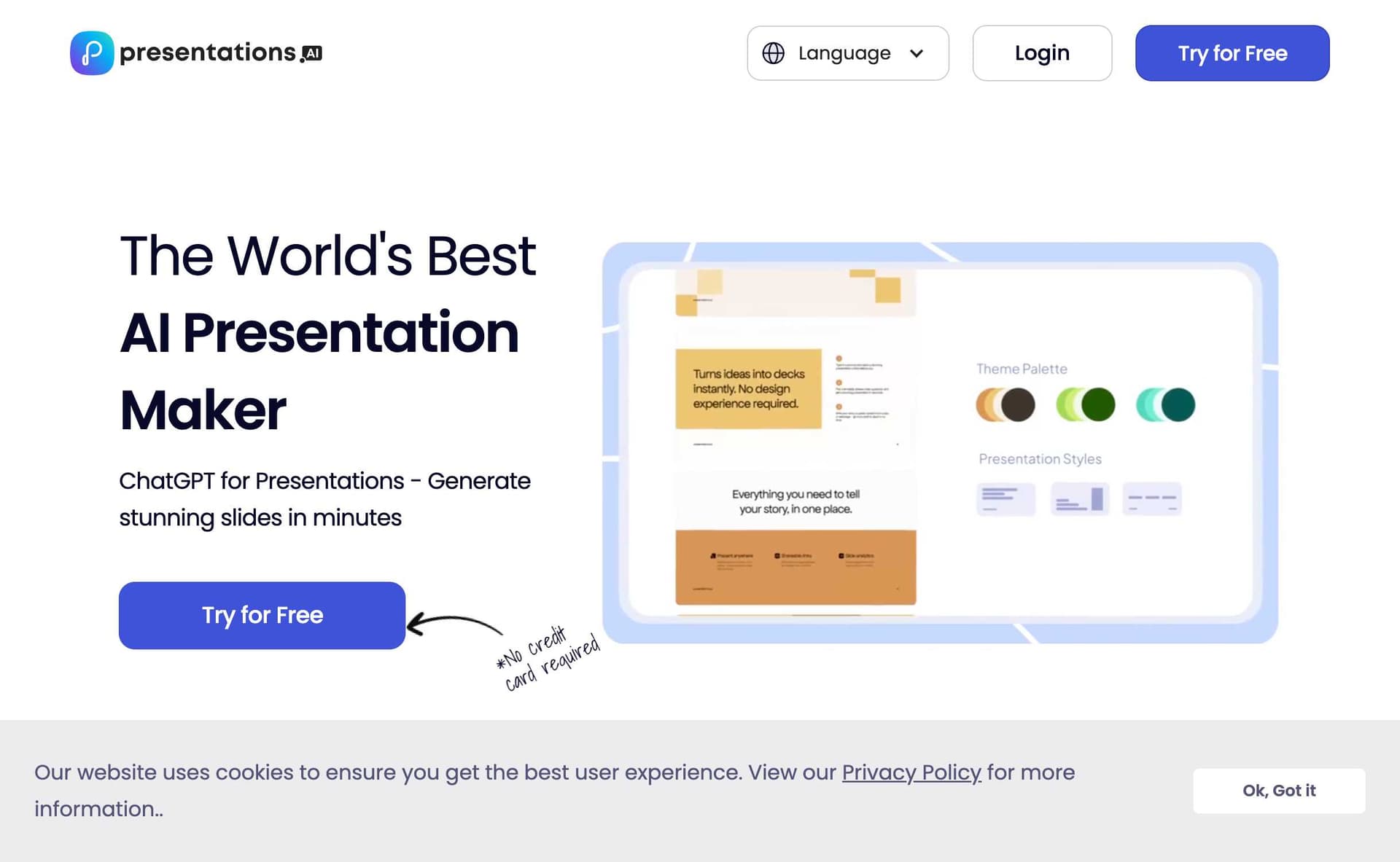 Presentations.AI homepage interface