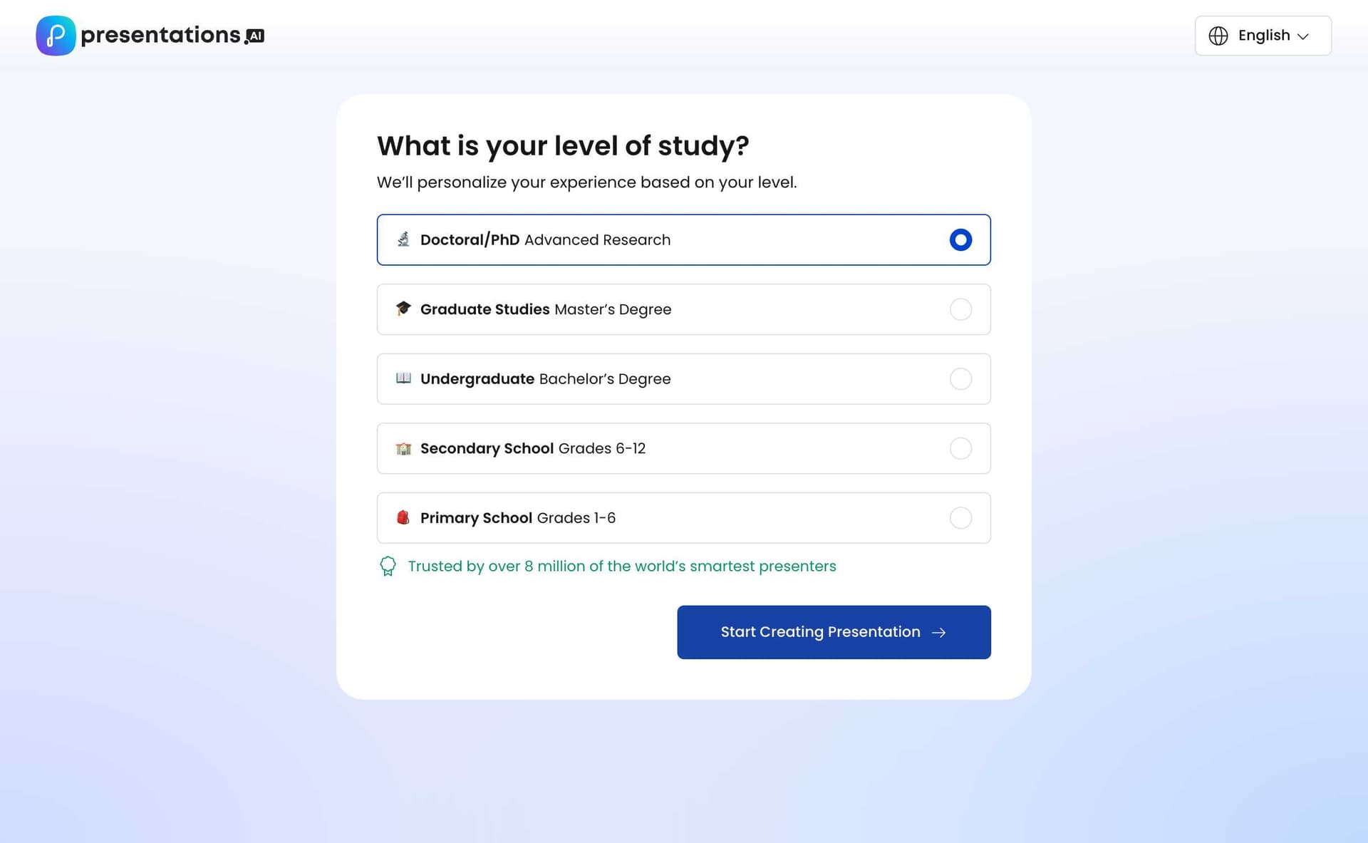 Education level selection for secondary school