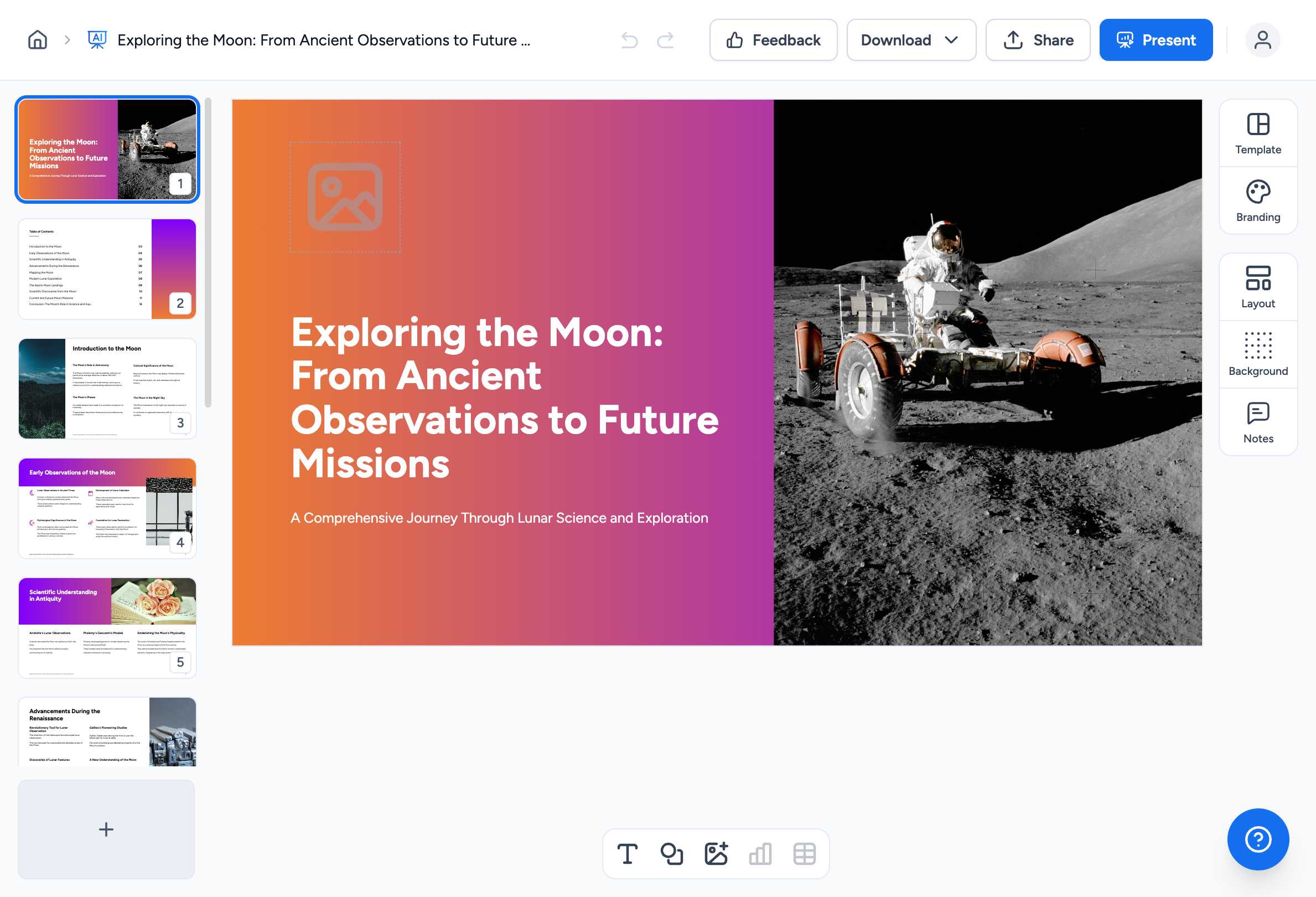 Completed AI-generated presentation ready for review and refinement