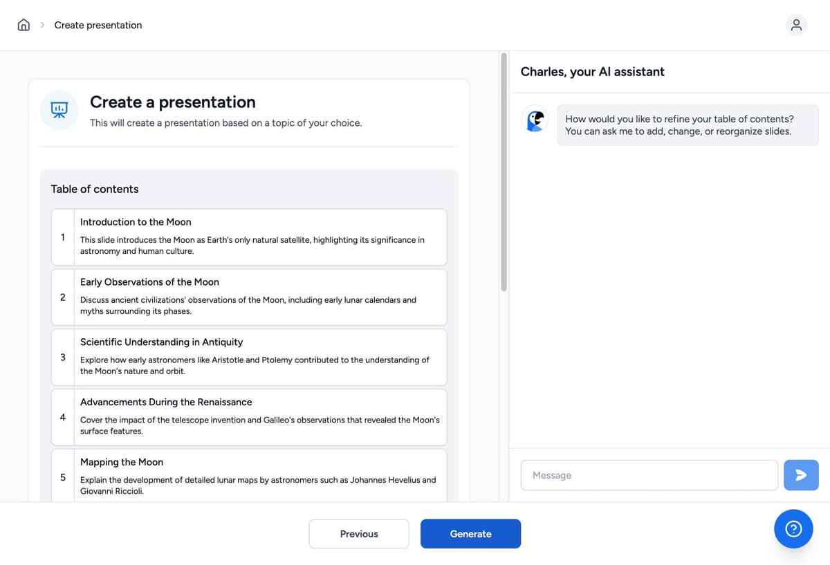 SlideSpeak Charles AI Assistant
