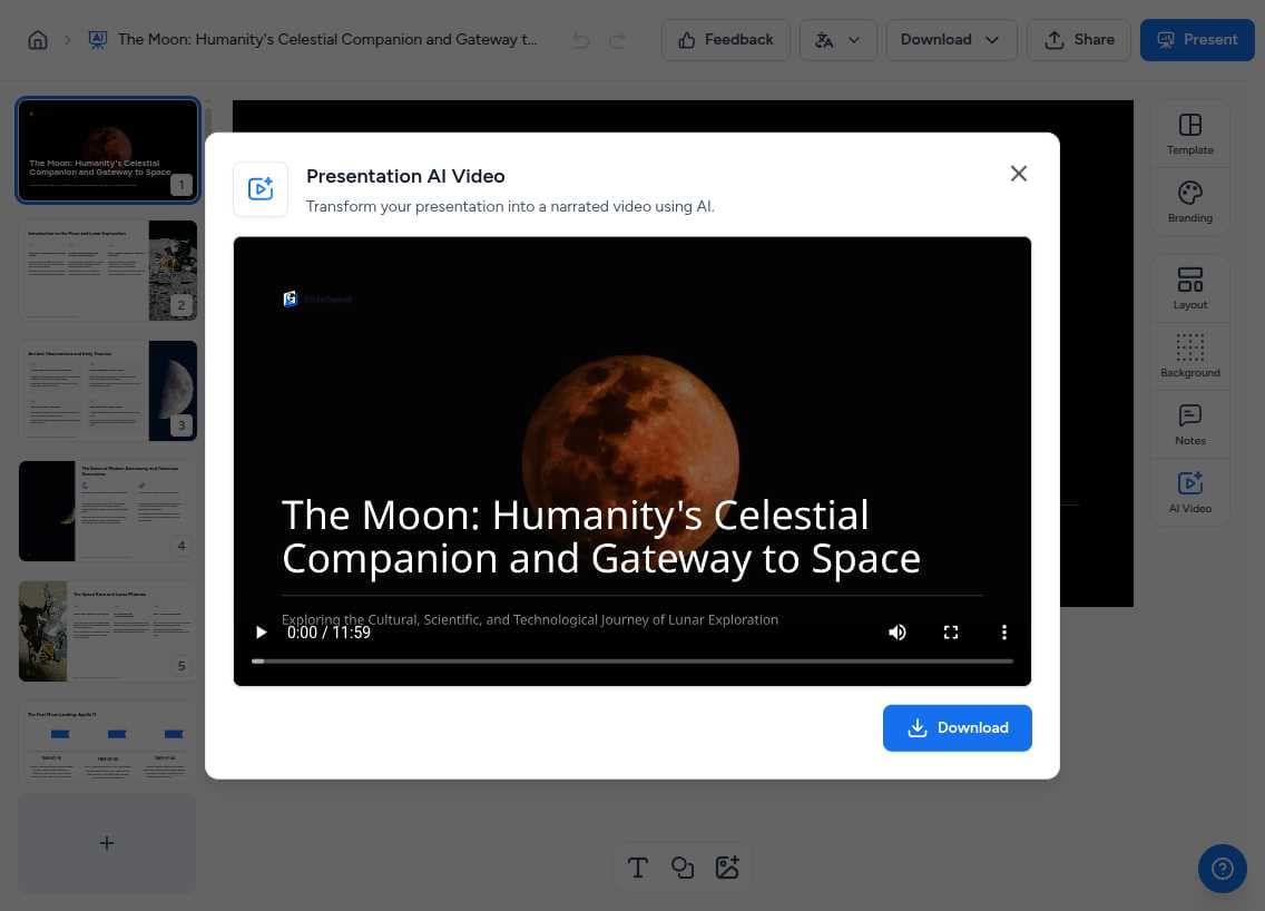 Your professional video is ready to download and share