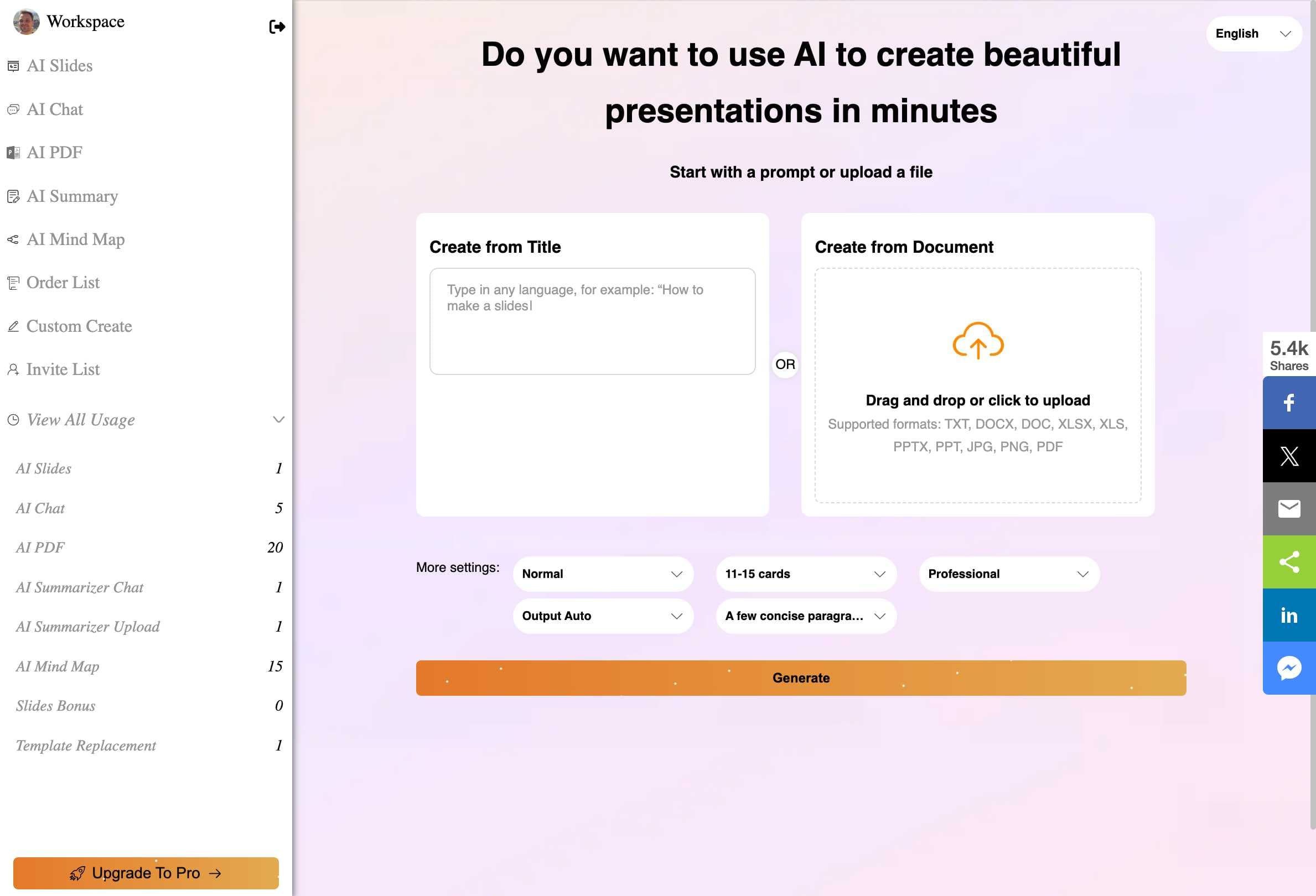 AutoPPT Main Interface