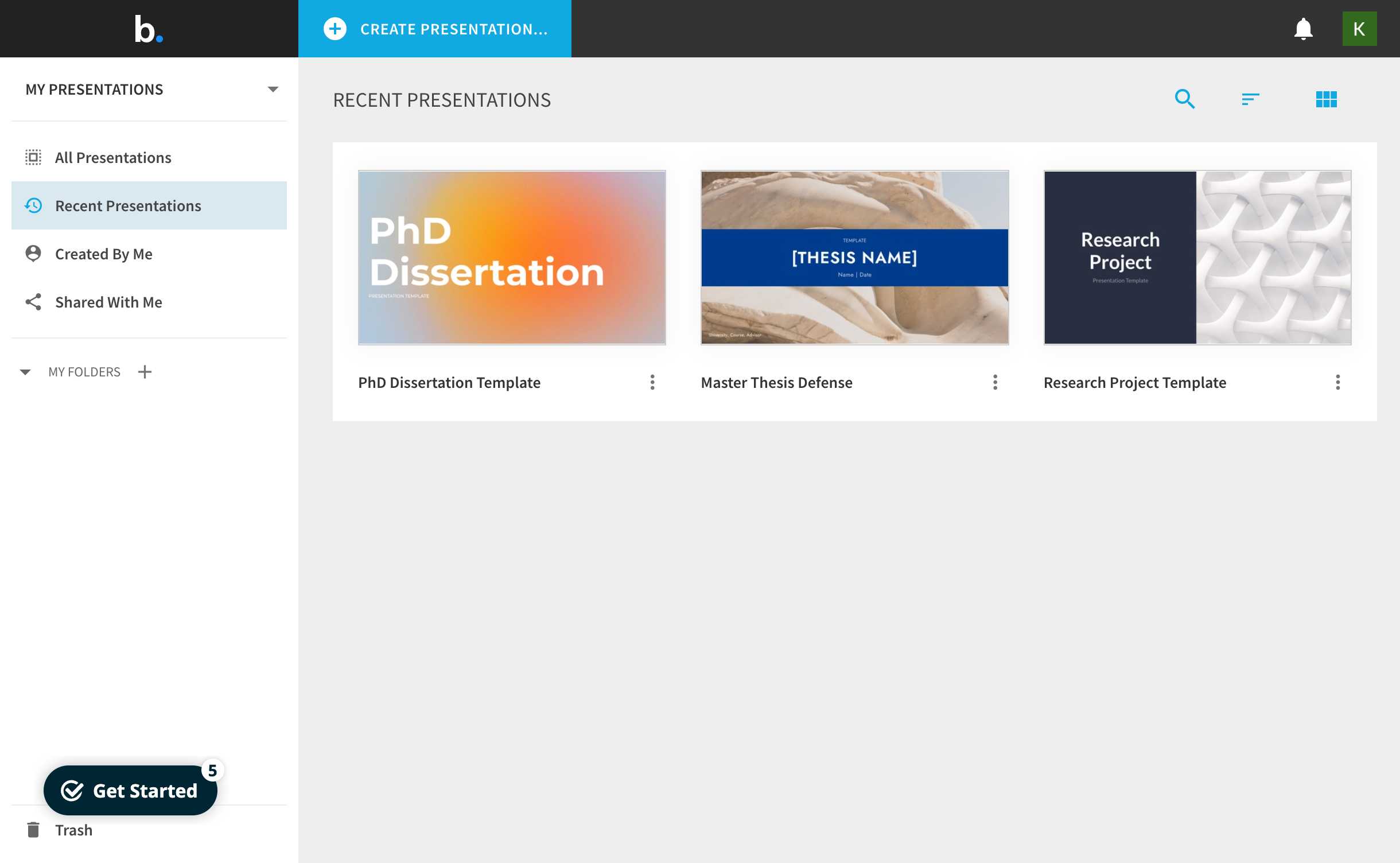 Beautiful.ai dashboard overview