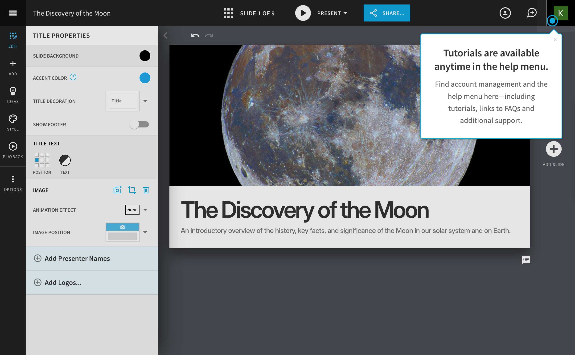 Beautiful.ai slide interface