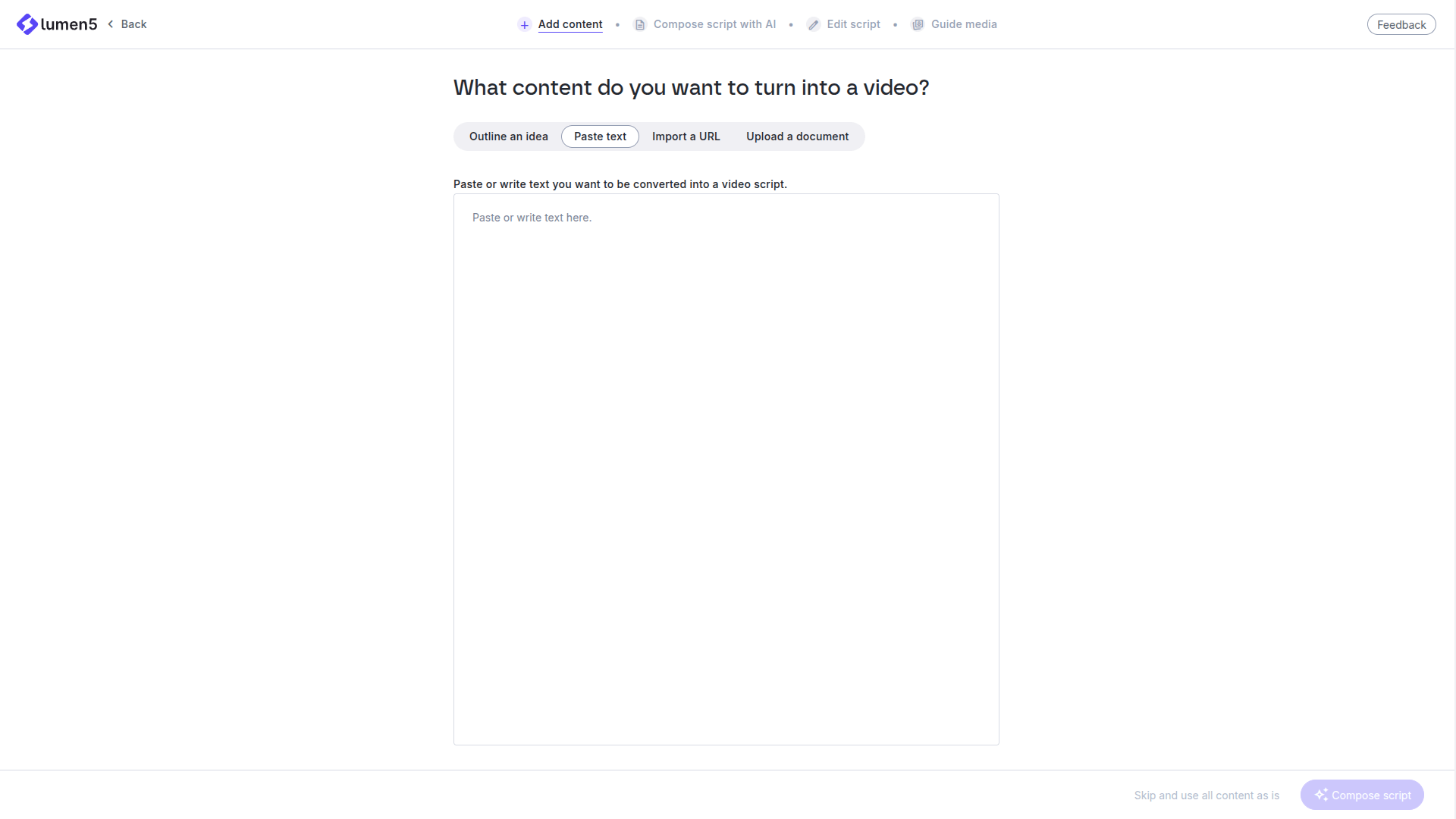 Content Input Interface