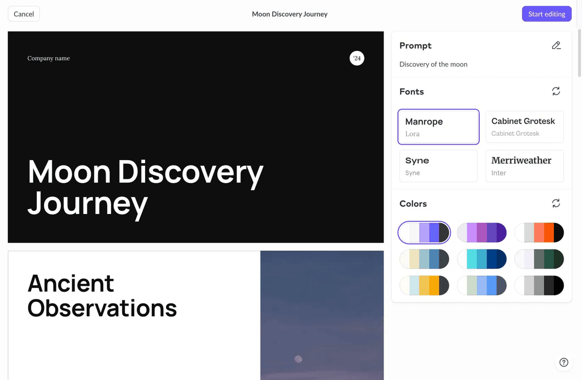 Pitch.com Customization Preview