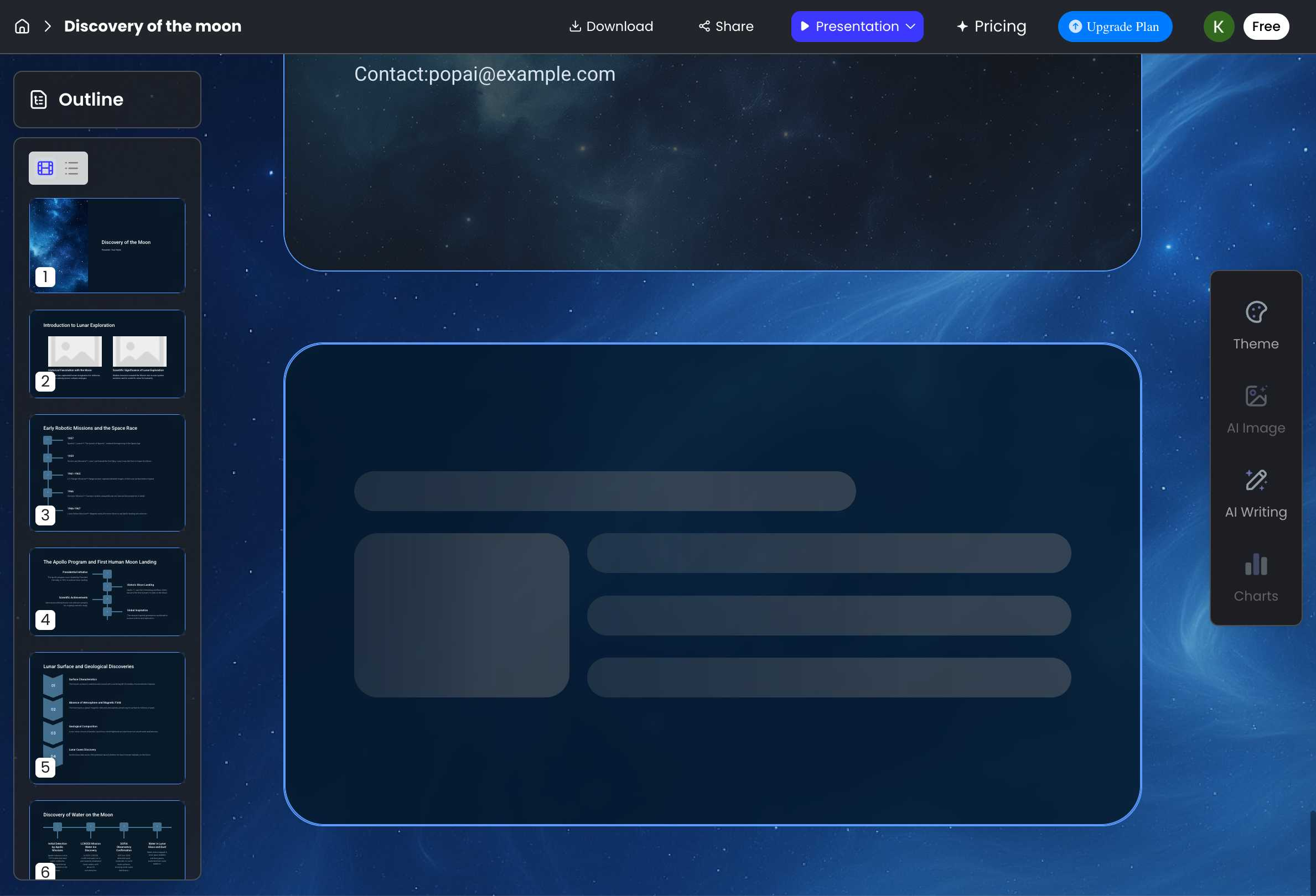 PopAI completed presentation with Nebula theme