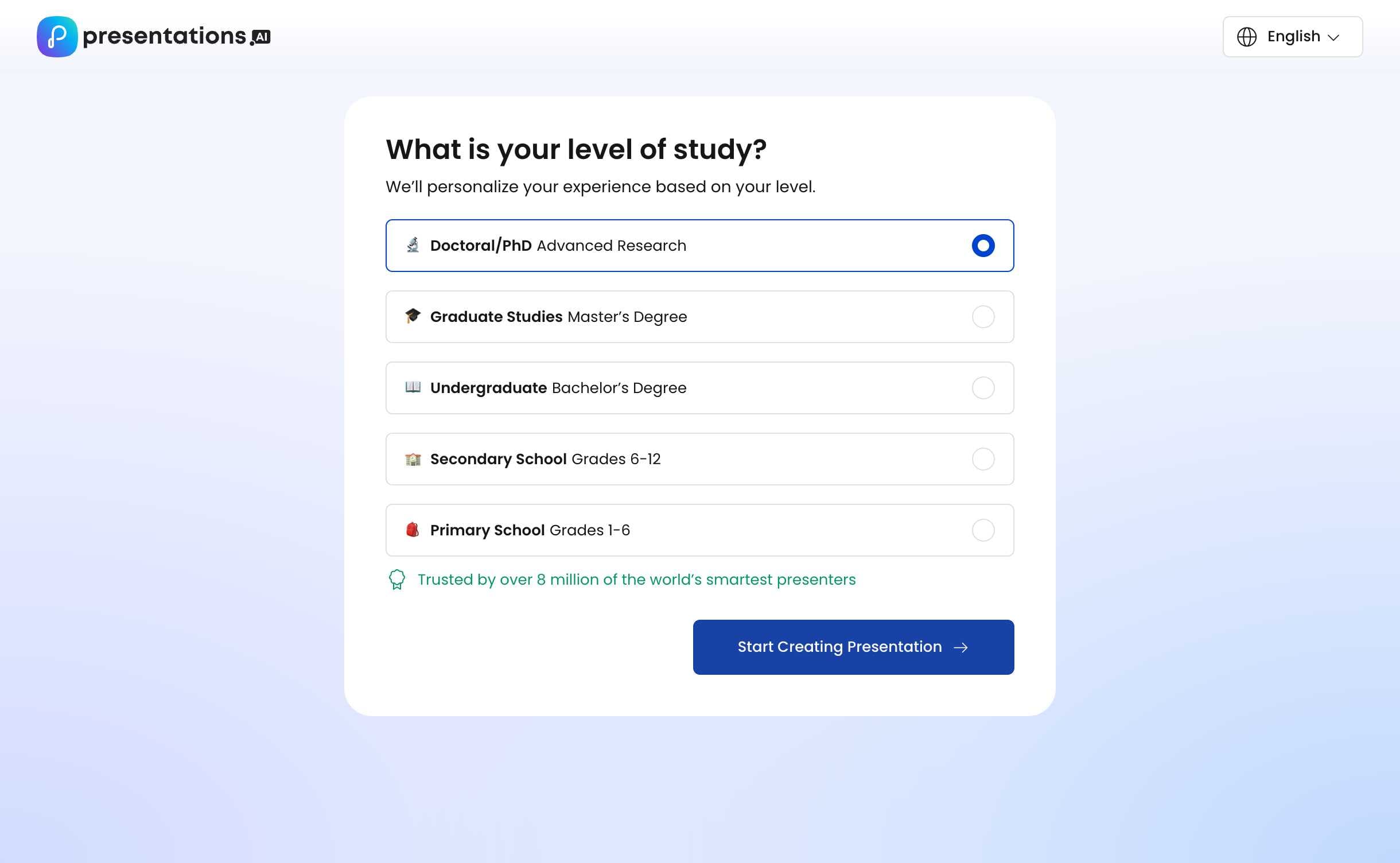 Education level selection for secondary school