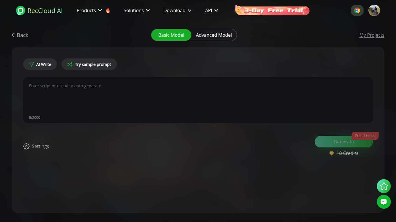 RecCloud Video Generation Interface