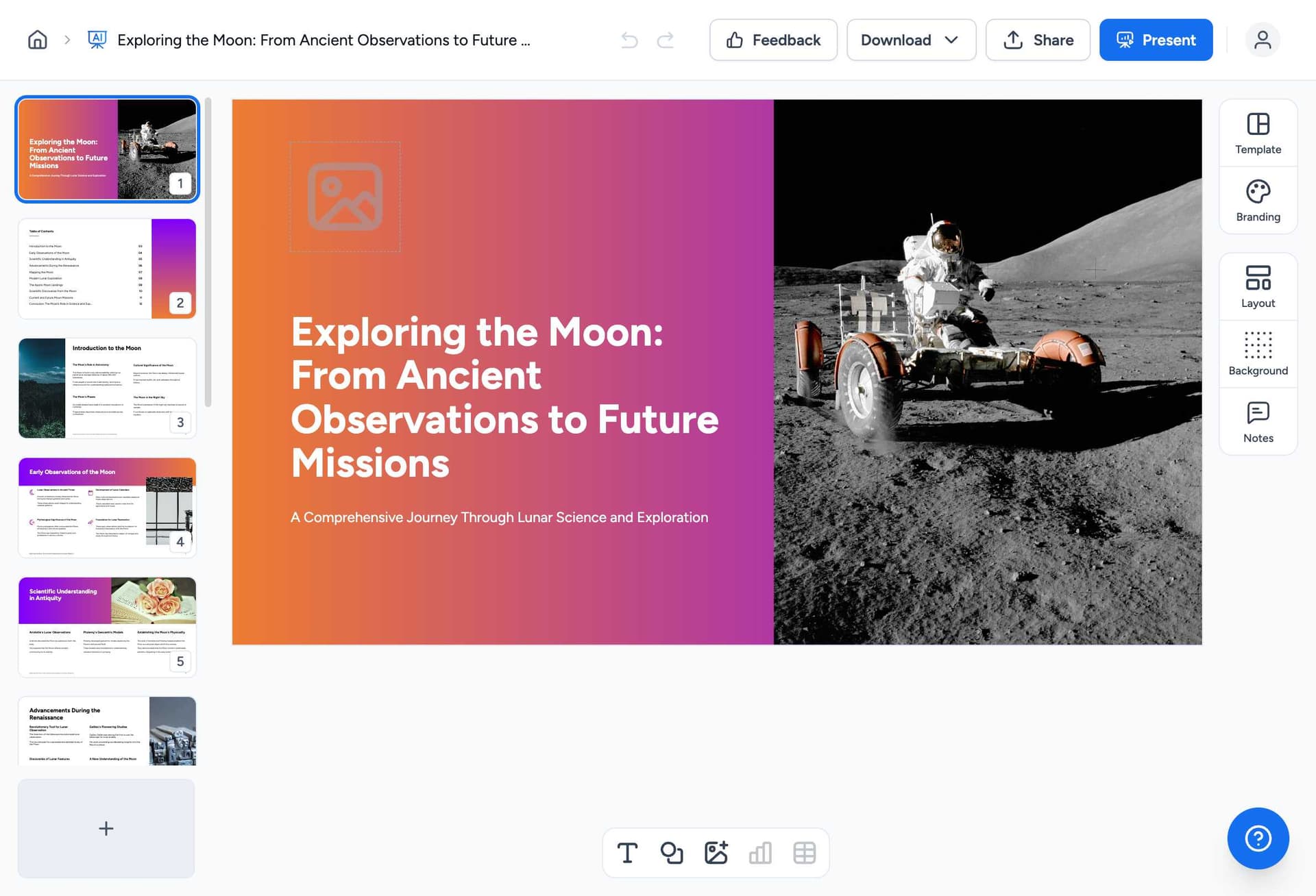 SlideSpeak completed presentation showing professional design and layout