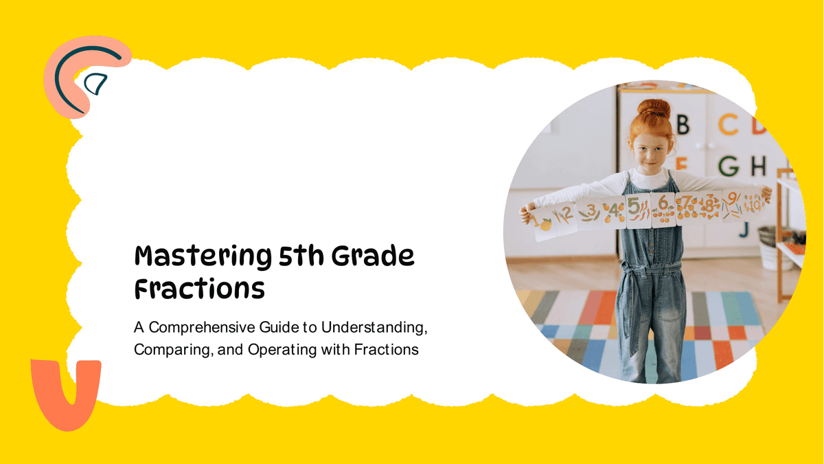 5th Grade Fractions: Intro & Practice PowerPoint Template Preview - Education Presentation Design