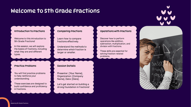 5th Grade Fractions: Intro & Practice template slide 3 preview