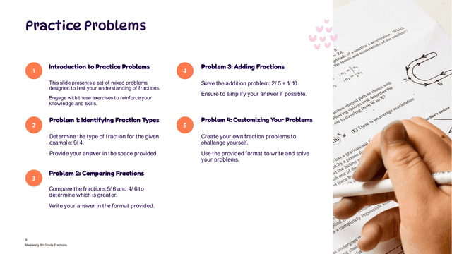 5th Grade Fractions: Intro & Practice template slide 9 preview