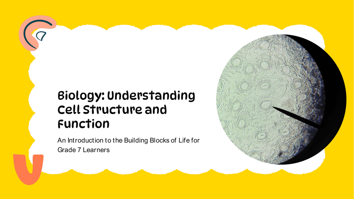 Biology: The Cell Structure (Grade 7) PowerPoint Template Preview - Education Presentation Design