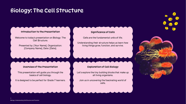 Biology: The Cell Structure (Grade 7) template slide 3 preview