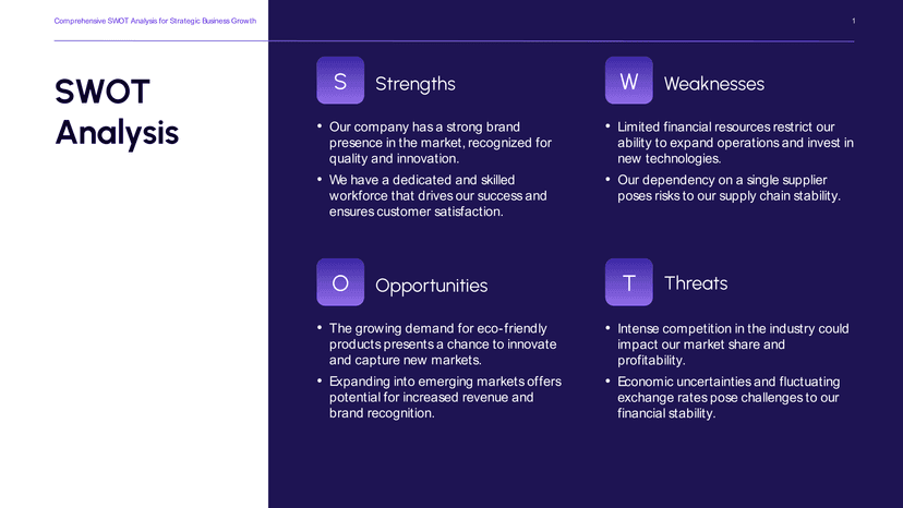 Elegant Lavender Gradient SWOT Template Layout