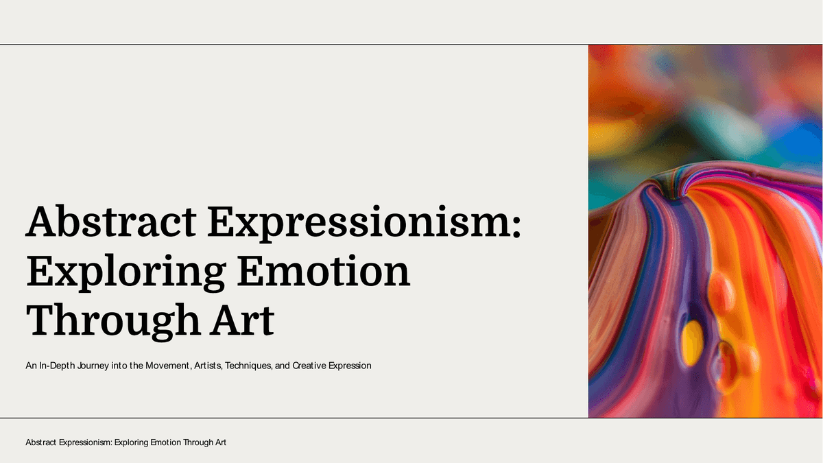 Art Class: Exploring Abstract Expressionism (High School) PowerPoint Template Preview - Education Presentation Design