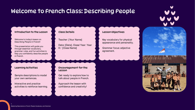 French Class: Describing People (Year 8) template slide 3 preview