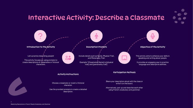 French Class: Describing People (Year 8) template slide 7 preview