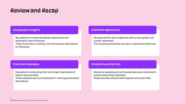 French Class: Describing People (Year 8) template slide 9 preview