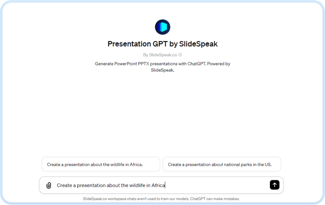 interfaz de tema de presentación gpt