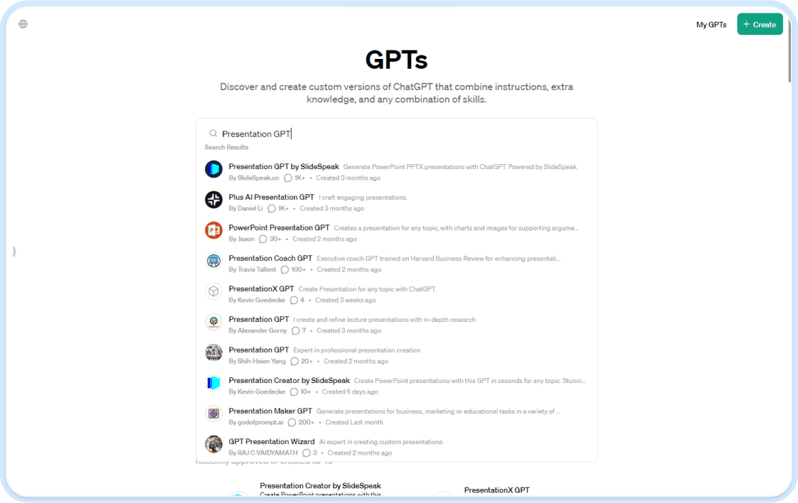 buscar gpt de presentaciones por slidespeak