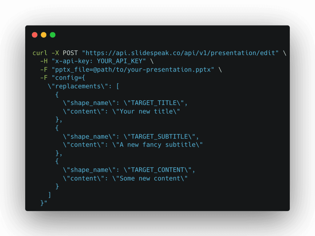 Slidespeak API edit powerpoint