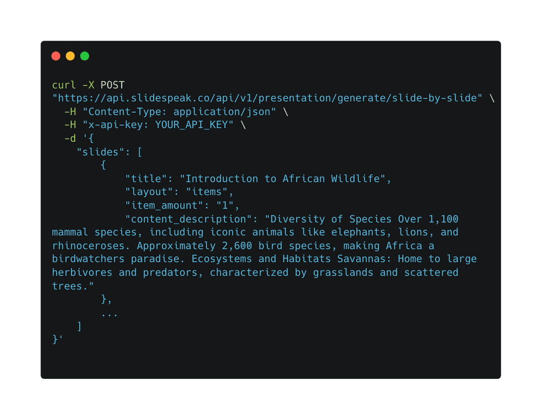 Slidespeak API slides endpoint