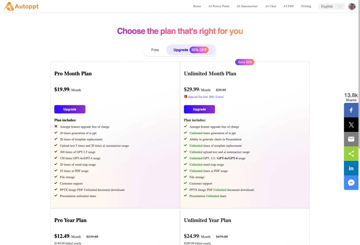 AutoPPT Pricing Information