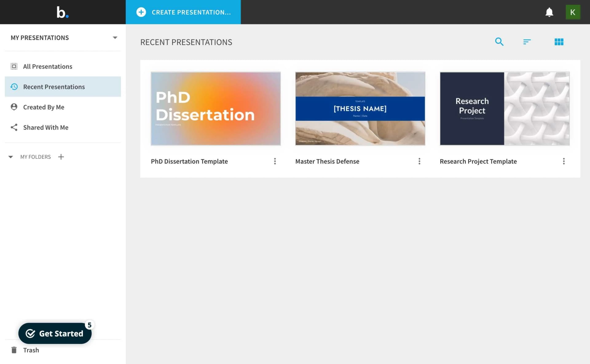 Beautiful.ai dashboard overview