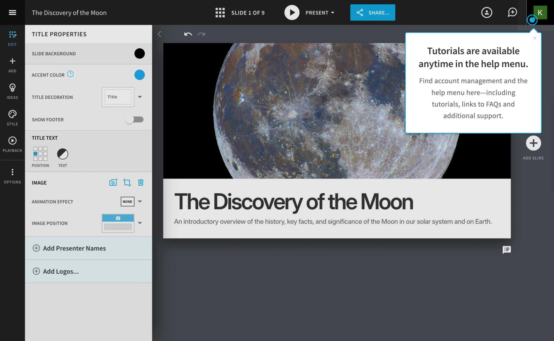 Beautiful.ai slide interface
