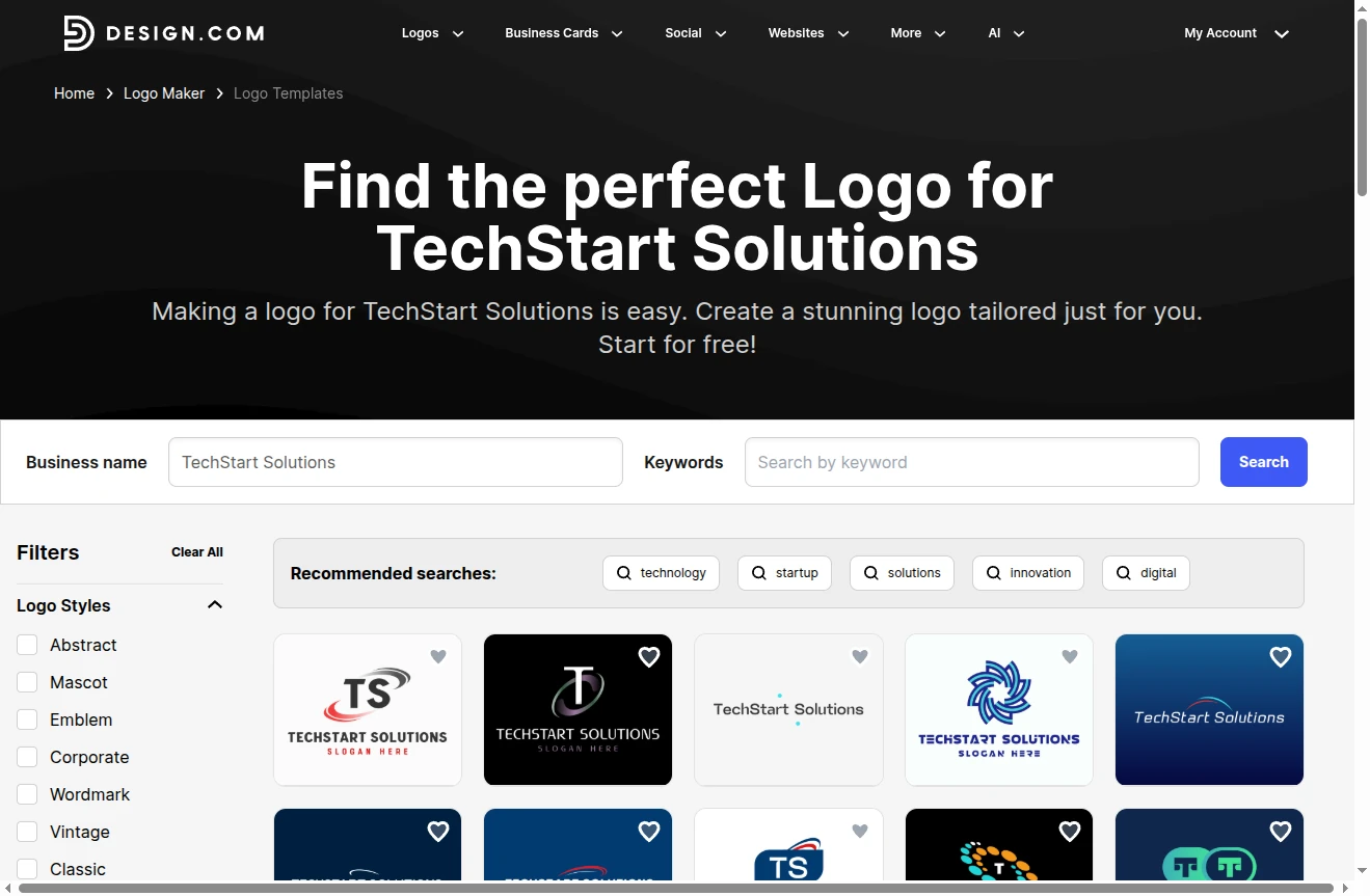 Design.com Logo Search Results