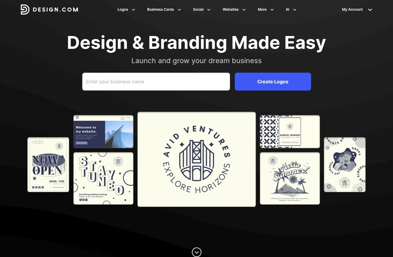Design.com Homepage Interface
