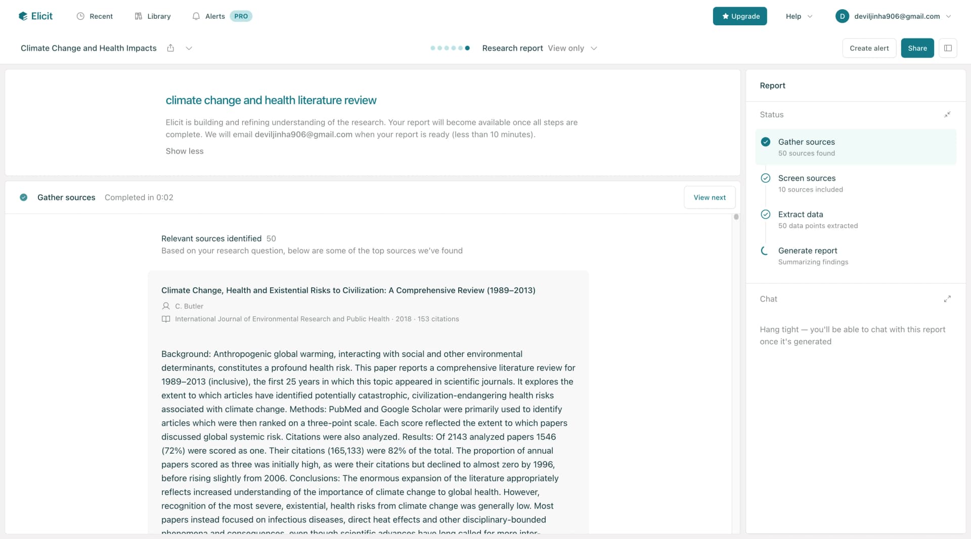 Elicit final report generation with comprehensive literature review output