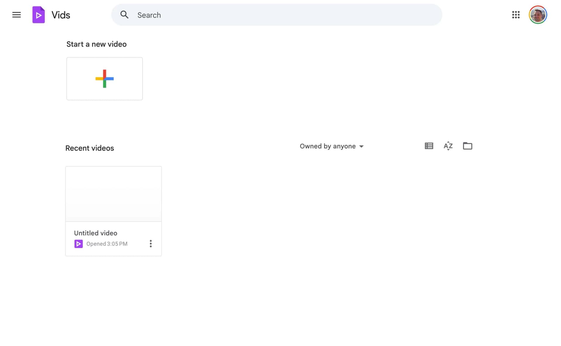 Google Vids Homepage