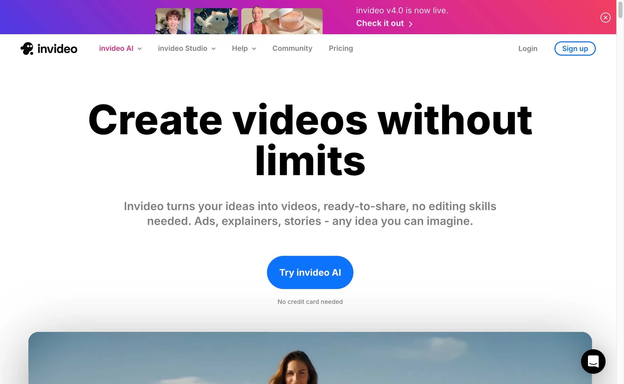 InVideo Landing Page