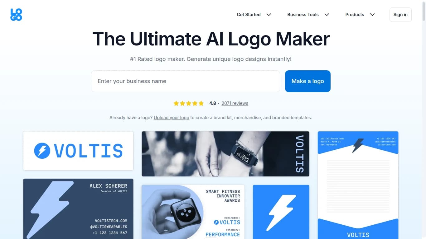 Logo.com Homepage Interface