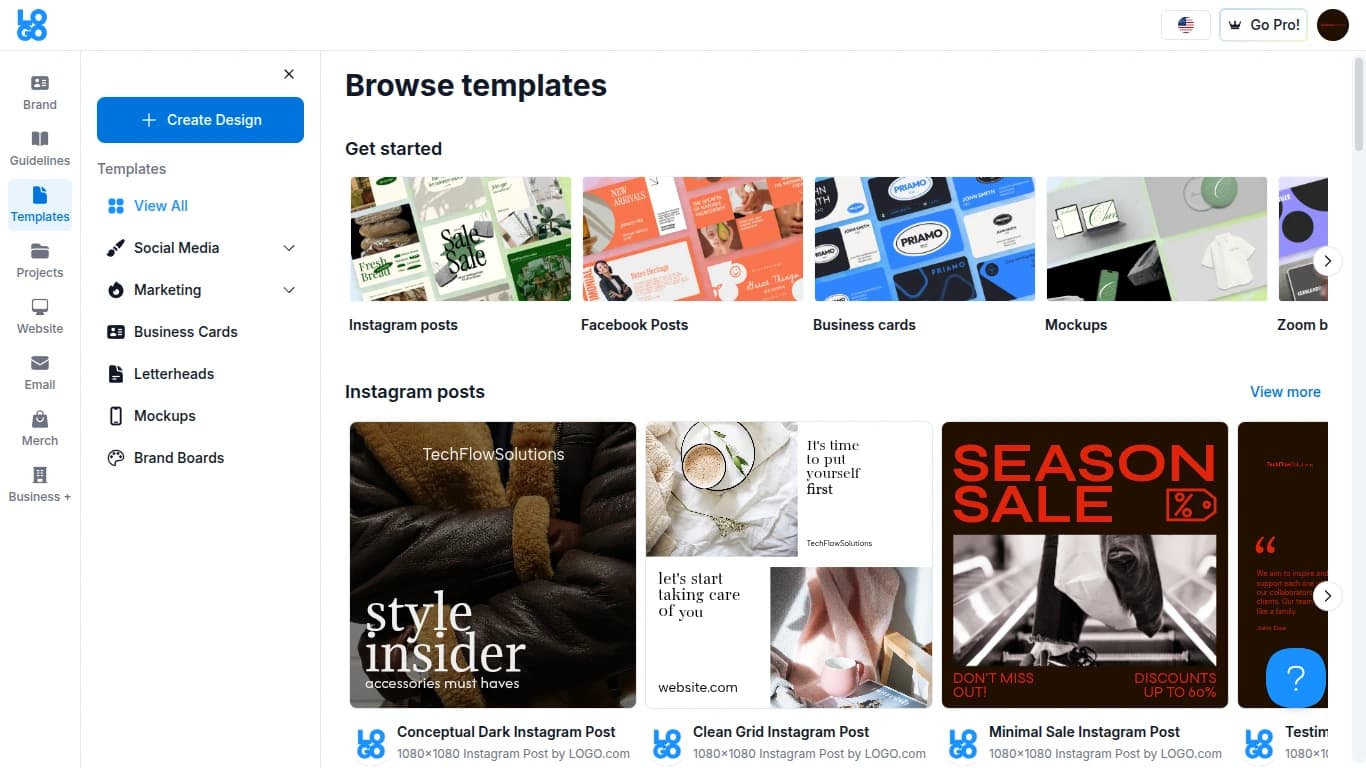 Logo.com Design Editor Interface