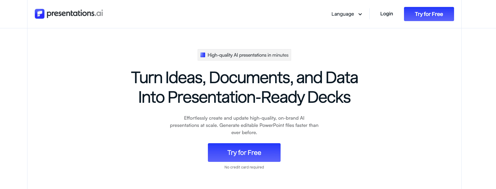 Presentations.AI homepage interface