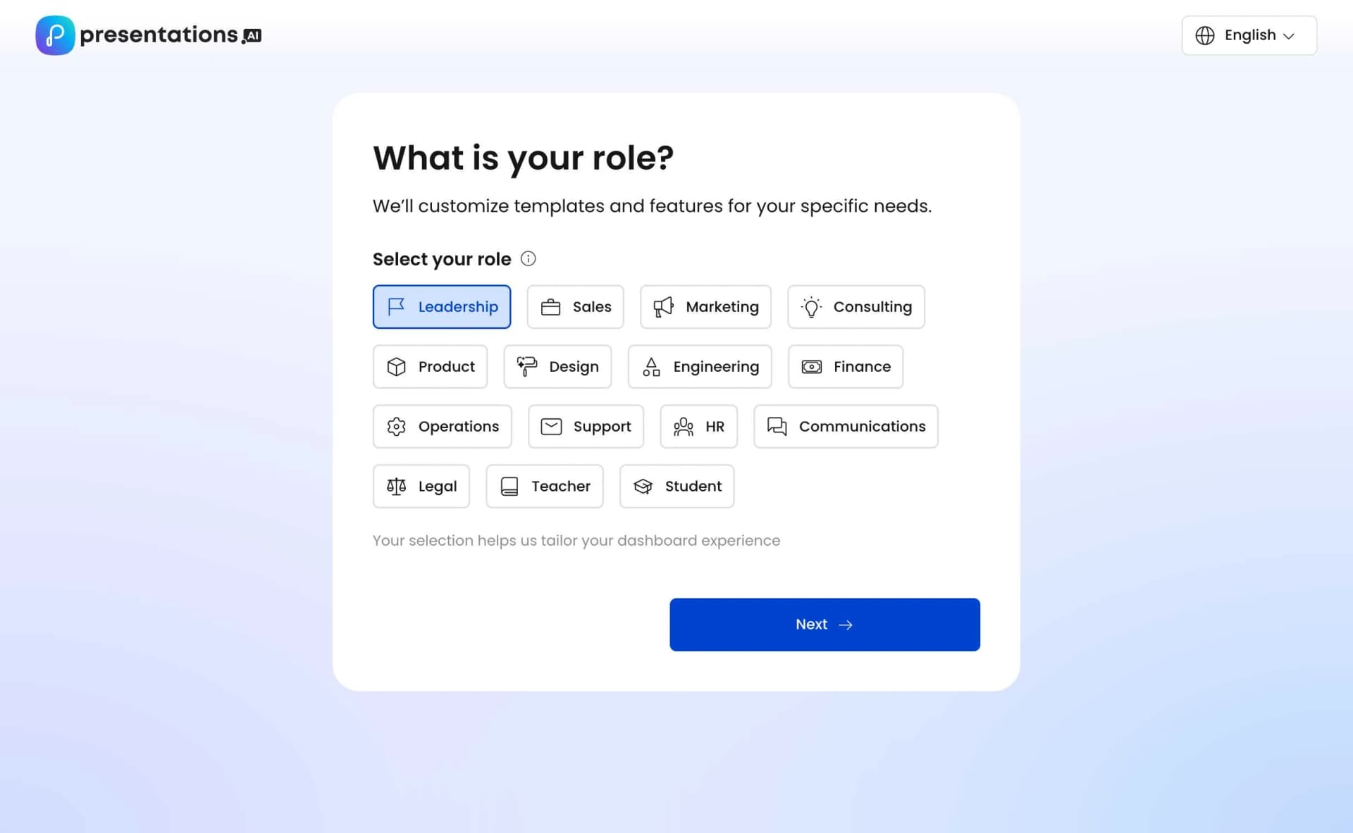 Role selection - Teacher option
