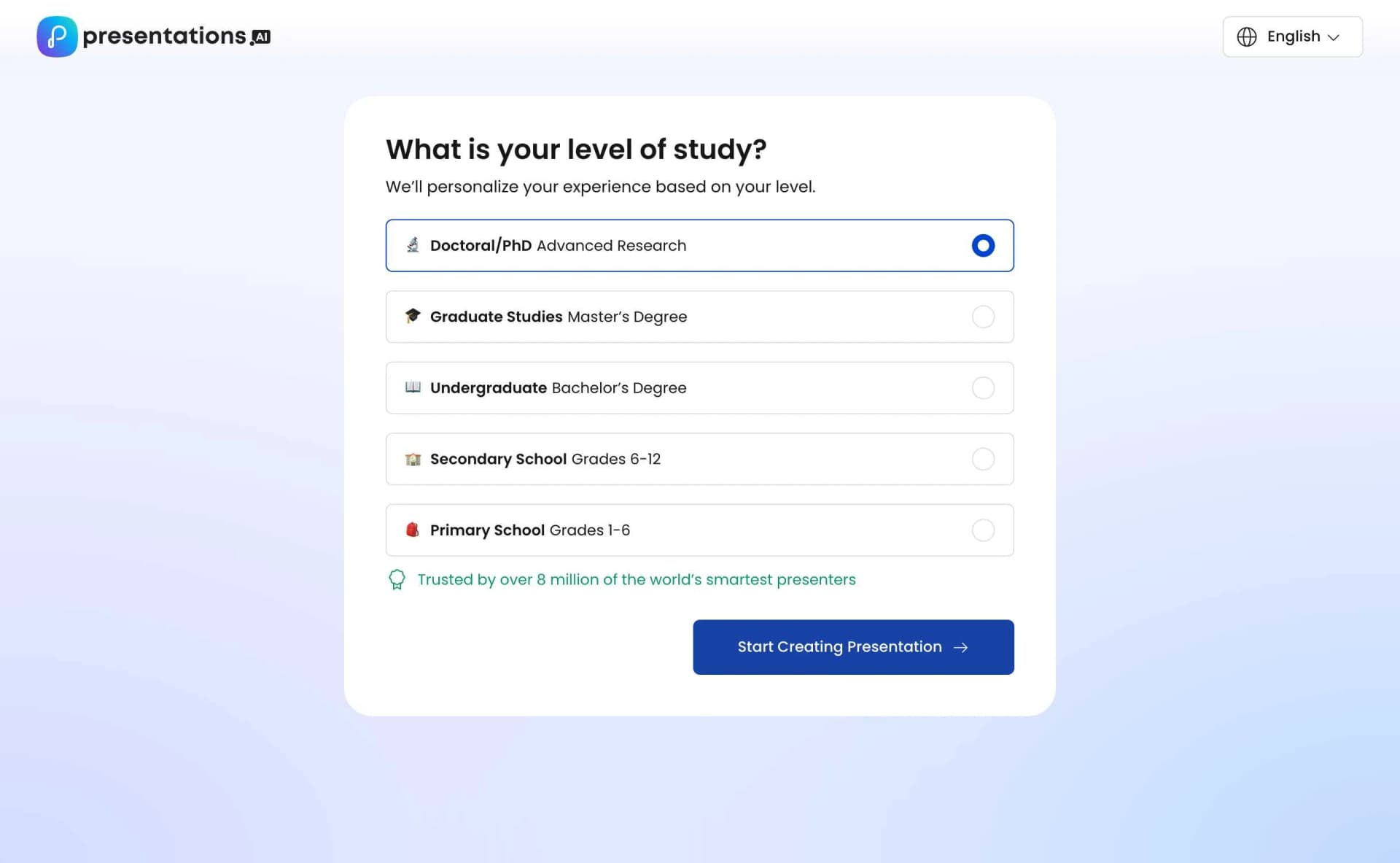 Education level selection for secondary school