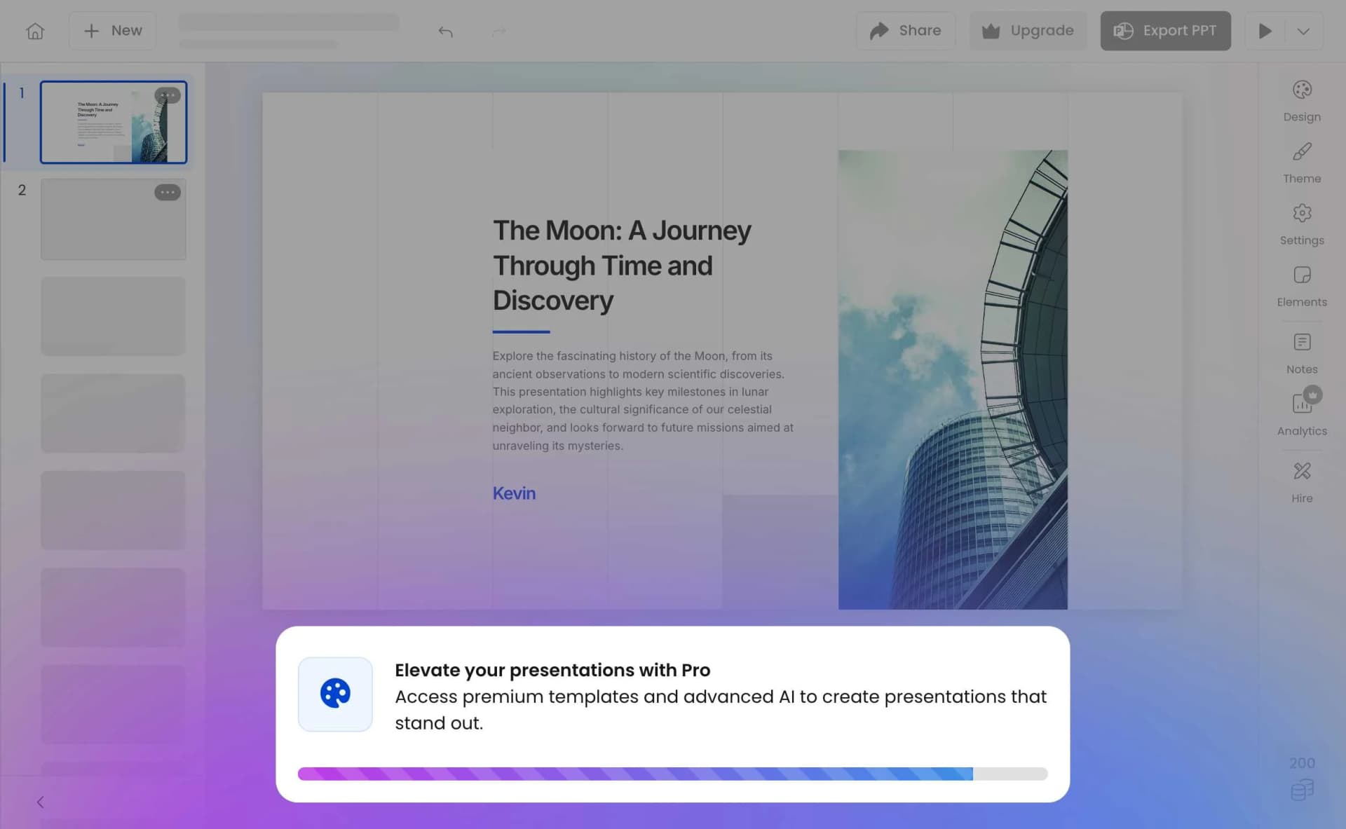 Generated presentation overview