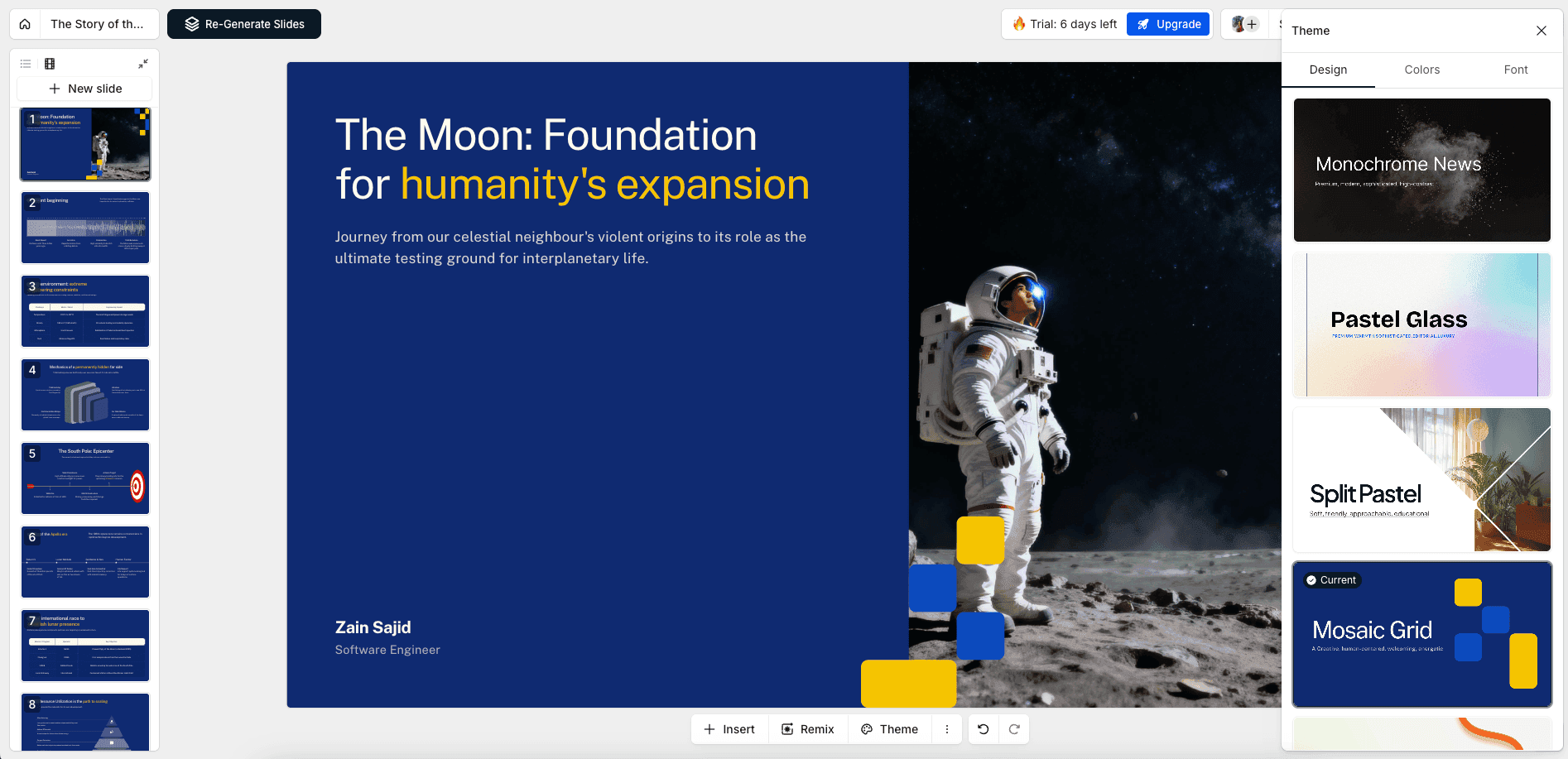Presentations.AI extensive template gallery