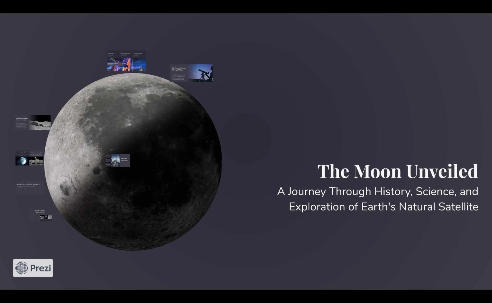 Prezi presentation editor showing title slide